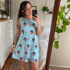Real-life photo of someone wearing Women's Festoon Fling Custom Face Tank Dress — custom faces printed all-over