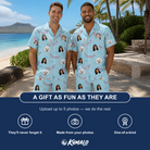 Friends in matching Men's Festoon Fling Custom Face Shirt & Shorts Set — a group gift photo