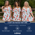 Friends in matching Women's Engaged Elixirs Custom Face Off-Shoulder Dress — a group gift photo