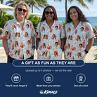 Friends in matching Women's Engaged Elixirs Custom Face Hawaiian Shirt — a group gift photo