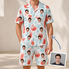 Man wearing Men's Engaged Elixirs Custom Face Shirt & Shorts Set — custom faces printed all-over