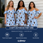 Friends in matching Women's Lovebound Luster Custom Face Off-Shoulder Dress — a group gift photo
