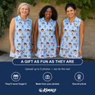 Friends in matching Women's Lovebound Luster Custom Face V-Neck Dress — a group gift photo