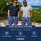 Friends in matching Men's Tipsy Tassels Custom Face Beach Shorts — a group gift photo