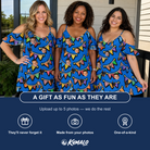 Friends in matching Women's Tipsy Tassels Custom Face Off-Shoulder Dress — a group gift photo