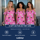Friends in matching Women's Prosecco Pizzazz Custom Face Off-Shoulder Dress — a group gift photo