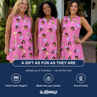 Friends in matching Women's Prosecco Pizzazz Custom Face V-Neck Dress — a group gift photo
