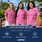 Friends in matching Women's Prosecco Pizzazz Custom Face Hawaiian Shirt — a group gift photo