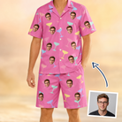 Man wearing Men's Prosecco Pizzazz Custom Face Shirt & Shorts Set — custom faces printed all-over