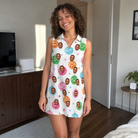 Real-life photo of someone wearing Women's Strobe Sweethearts Custom Face V-Neck Dress — custom faces printed all-over