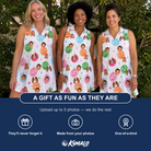 Friends in matching Women's Strobe Sweethearts Custom Face V-Neck Dress — a group gift photo