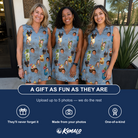 Friends in matching Women's Agave Affair Custom Face V-Neck Dress — a group gift photo