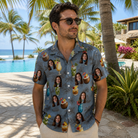 Real-life photo of someone wearing Men's Agave Affair Custom Face Hawaiian Shirt — custom faces printed all-over