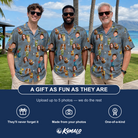 Friends in matching Men's Agave Affair Custom Face Hawaiian Shirt — a group gift photo