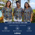 Friends in matching Women's Agave Affair Custom Face Hawaiian Shirt — a group gift photo