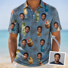 Man wearing Men's Agave Affair Custom Face Polo Shirt — custom faces printed all-over