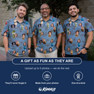 Friends in matching Men's Agave Affair Custom Face Polo Shirt — a group gift photo
