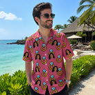 Real-life photo of someone wearing Men's Jewel Jitters Custom Face Hawaiian Shirt — custom faces printed all-over