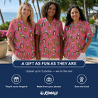 Friends in matching Women's Jewel Jitters Custom Face Hawaiian Shirt — a group gift photo