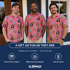 Friends in matching Men's Jewel Jitters Custom Face Polo Shirt — a group gift photo