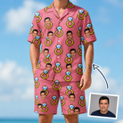 Man wearing Men's Jewel Jitters Custom Face Shirt & Shorts Set — custom faces printed all-over