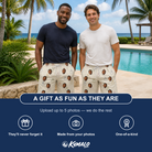 Friends in matching Men's Brilliant Bachelorette Custom Face Beach Shorts — a group gift photo