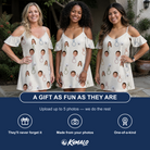 Friends in matching Women's Brilliant Bachelorette Custom Face Off-Shoulder Dress — a group gift photo