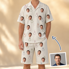 Man wearing Men's Brilliant Bachelorette Custom Face Shirt & Shorts Set — custom faces printed all-over