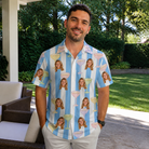Real-life photo of someone wearing Men's Clink Wink Custom Face Polo Shirt — custom faces printed all-over