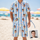 Man wearing Men's Clink Wink Custom Face Shirt & Shorts Set — custom faces printed all-over