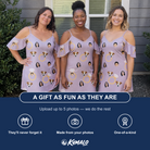 Friends in matching Women's Diamond Dares Custom Face Off-Shoulder Dress — a group gift photo