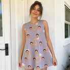 Real-life photo of someone wearing Women's Diamond Dares Custom Face Tank Dress — custom faces printed all-over