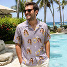 Real-life photo of someone wearing Men's Diamond Dares Custom Face Hawaiian Shirt — custom faces printed all-over