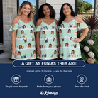 Friends in matching Women's Aisle Antics Custom Face Off-Shoulder Dress — a group gift photo