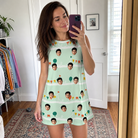 Real-life photo of someone wearing Women's Aisle Antics Custom Face Tank Dress — custom faces printed all-over