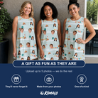 Friends in matching Women's Aisle Antics Custom Face Tank Dress — a group gift photo