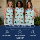 Friends in matching Women's Aisle Antics Custom Face V-Neck Dress — a group gift photo