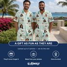 Friends in matching Men's Aisle Antics Custom Face Shirt & Shorts Set — a group gift photo