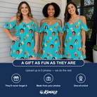 Friends in matching Women's Daiquiri Darlings Custom Face Off-Shoulder Dress — a group gift photo