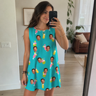 Real-life photo of someone wearing Women's Daiquiri Darlings Custom Face Tank Dress — custom faces printed all-over