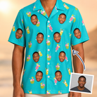 Man wearing Men's Daiquiri Darlings Custom Face Hawaiian Shirt — custom faces printed all-over