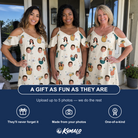 Friends in matching Women's Mango Matrimony Custom Face Off-Shoulder Dress — a group gift photo