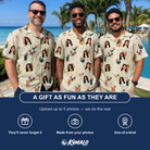 Friends in matching Men's Mango Matrimony Custom Face Hawaiian Shirt — a group gift photo