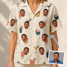 Woman wearing Women's Mango Matrimony Custom Face Hawaiian Shirt — custom faces printed all-over