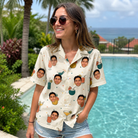 Real-life photo of someone wearing Women's Mango Matrimony Custom Face Hawaiian Shirt — custom faces printed all-over
