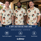 Friends in matching Men's Mango Matrimony Custom Face Polo Shirt — a group gift photo