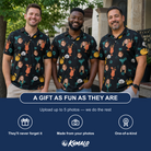 Friends in matching Men's Guava Gaiety Custom Face Polo Shirt — a group gift photo