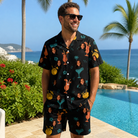 Real-life photo of someone wearing Men's Guava Gaiety Custom Face Shirt & Shorts Set — custom faces printed all-over