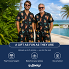 Friends in matching Men's Guava Gaiety Custom Face Shirt & Shorts Set — a group gift photo