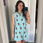 Real-life photo of someone wearing Women's Cork Kisses Custom Face V-Neck Dress — custom faces printed all-over